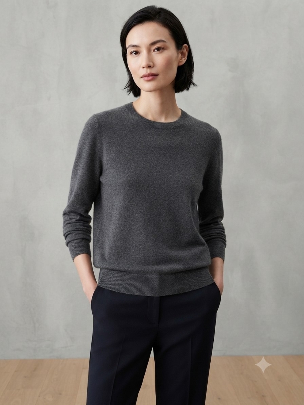 Banana Republic Silk Cashmere Crew Neck Sweater Gray Charcoal Medium